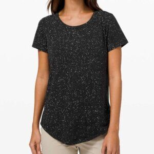 Lululemon Love Crew III Short Sleeve Tee Splatter Dye Black Workout Women's L